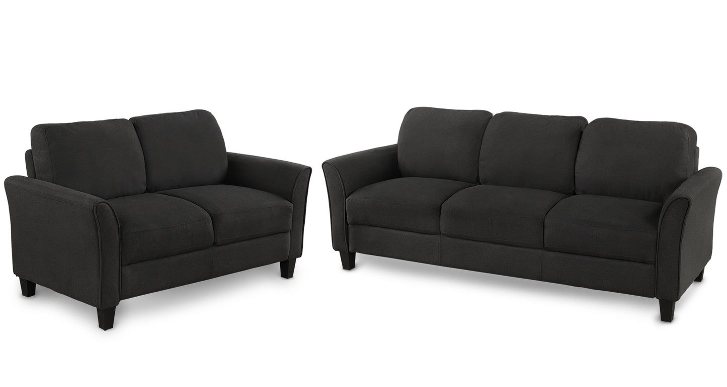Loveseat Sofa and 3-seat sofa (Black)
