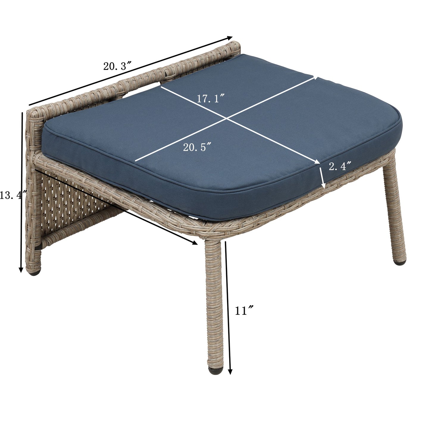 Set Rattan Wicker Chairs with Stools and Tempered Glass Table