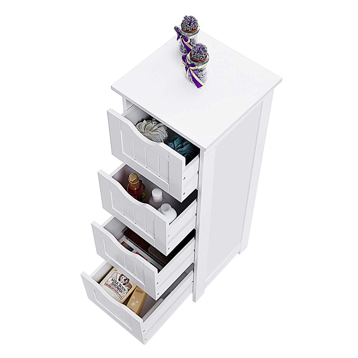 White Bathroom Storage Cabinet, Freestanding Office Cabinet with Drawers
