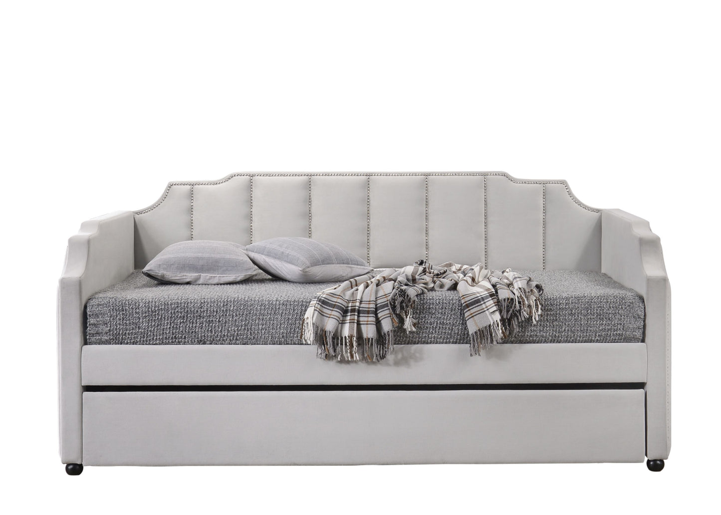 Peridot Daybed & Trundle (Twin Size), Dove Gray Velvet (1Set/2Ctn) 39410