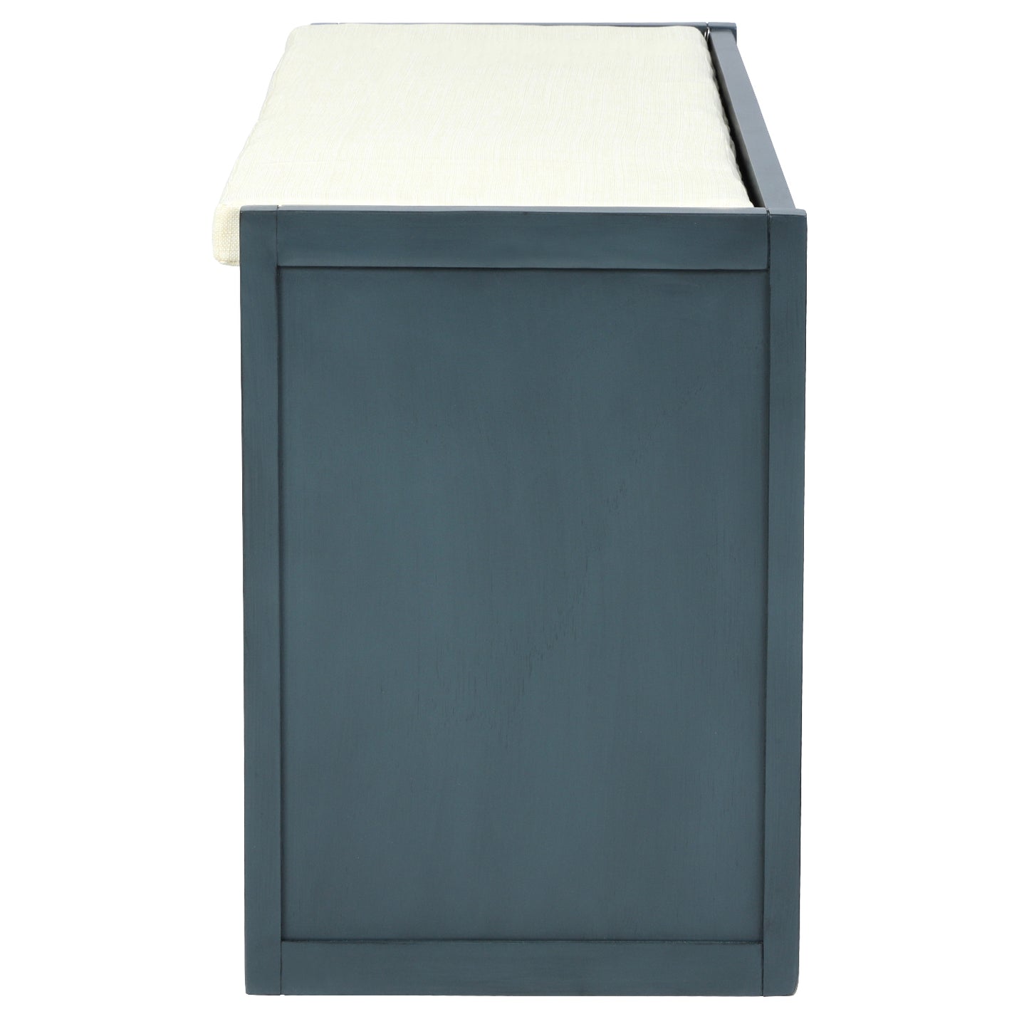 Storage Bench with Removale Cushion and 3 Flip Lock Storage Cubbies for Living Room, Entryway (Antique Navy)