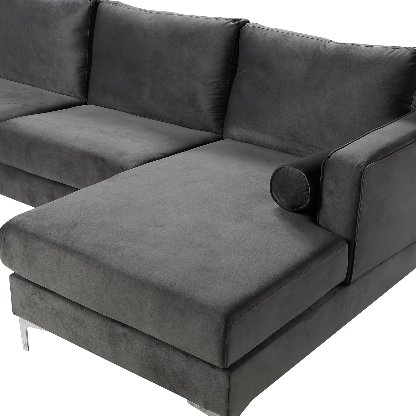 Sectional Sofa with Two Pillows, U-Shape Upholstered Couch with Modern Elegant Velvet for Living Room Apartment