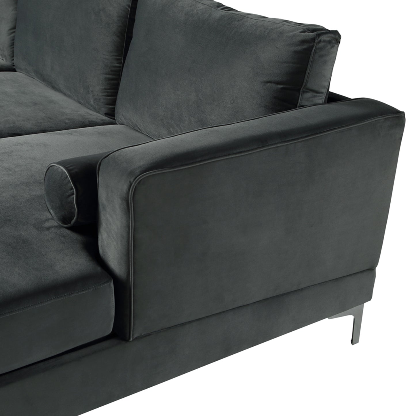 Sectional Sofa with Two Pillows, U-Shape Upholstered Couch with Modern Elegant Velvet for Living Room Apartment