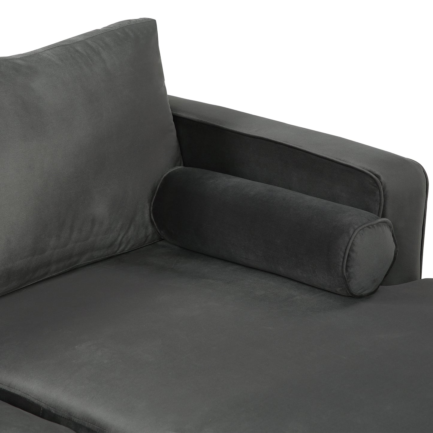 Sectional Sofa with Two Pillows, U-Shape Upholstered Couch with Modern Elegant Velvet for Living Room Apartment