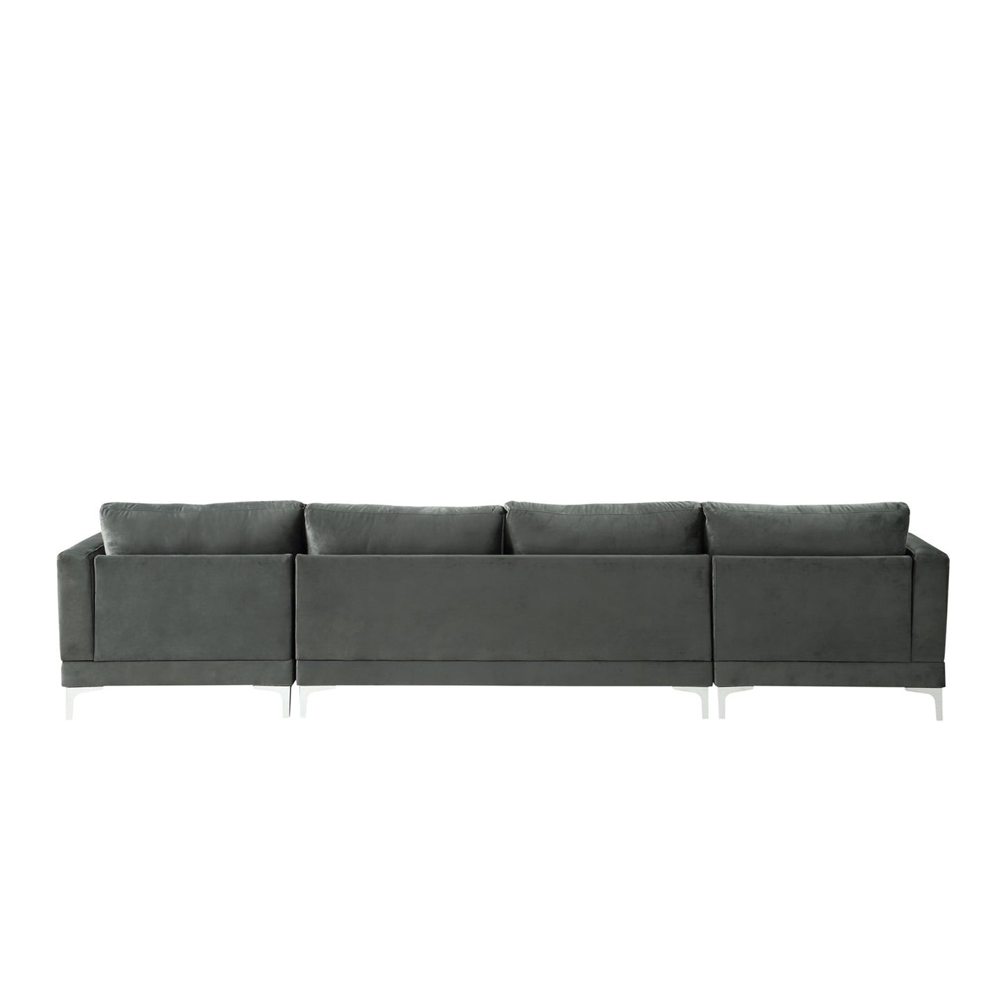 Sectional Sofa with Two Pillows, U-Shape Upholstered Couch with Modern Elegant Velvet for Living Room Apartment