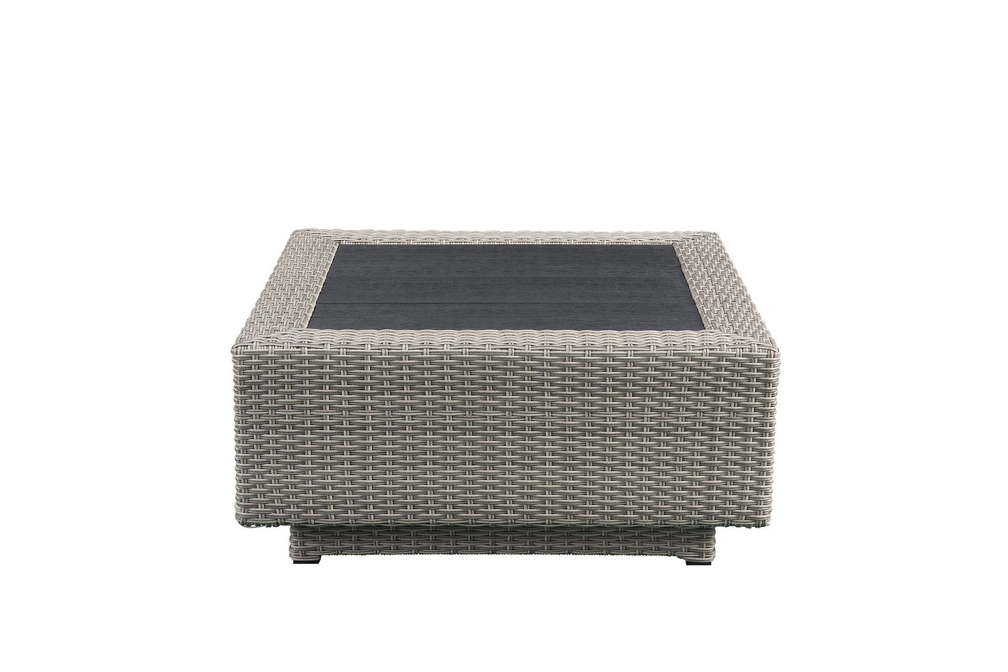 Salena Patio Sectional & Cocktail Table in Beige Fabric & Gray Wicker 45020