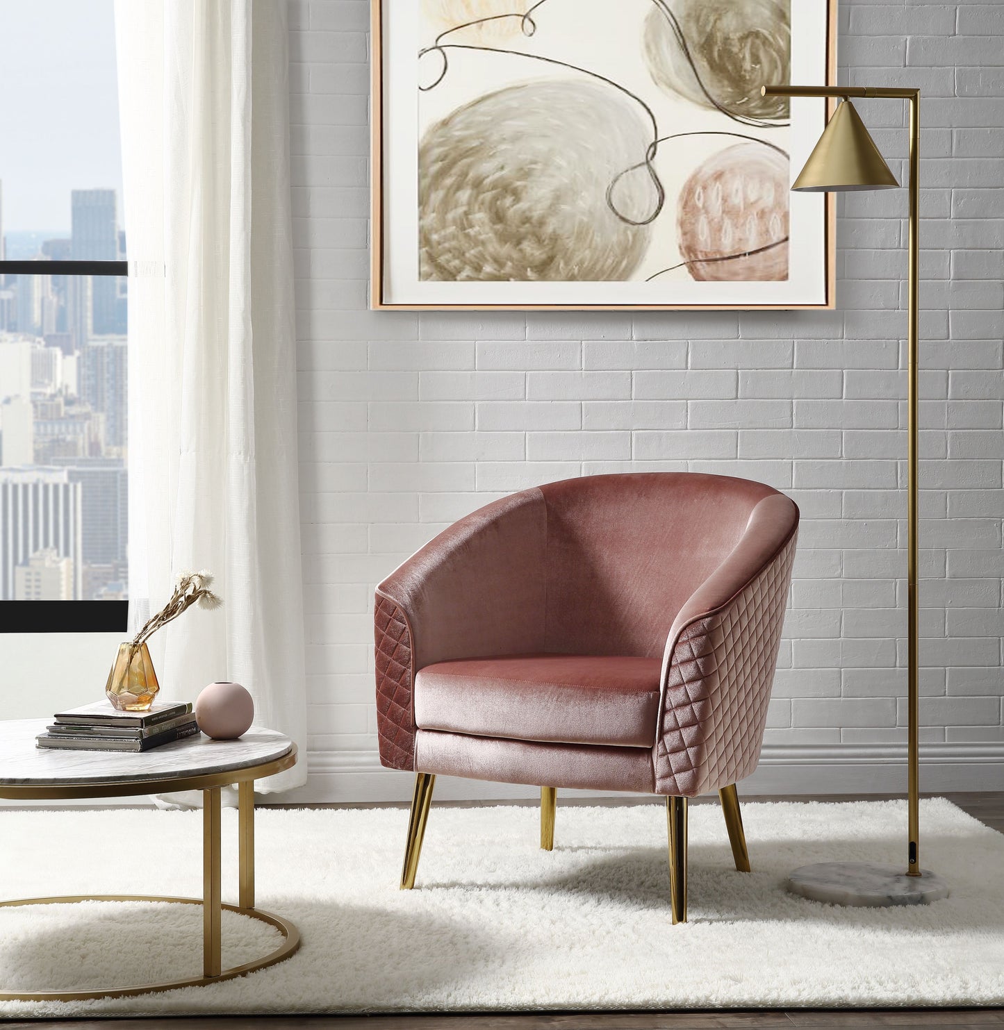 Benny Accent Chair, Velvet & Gold 59885