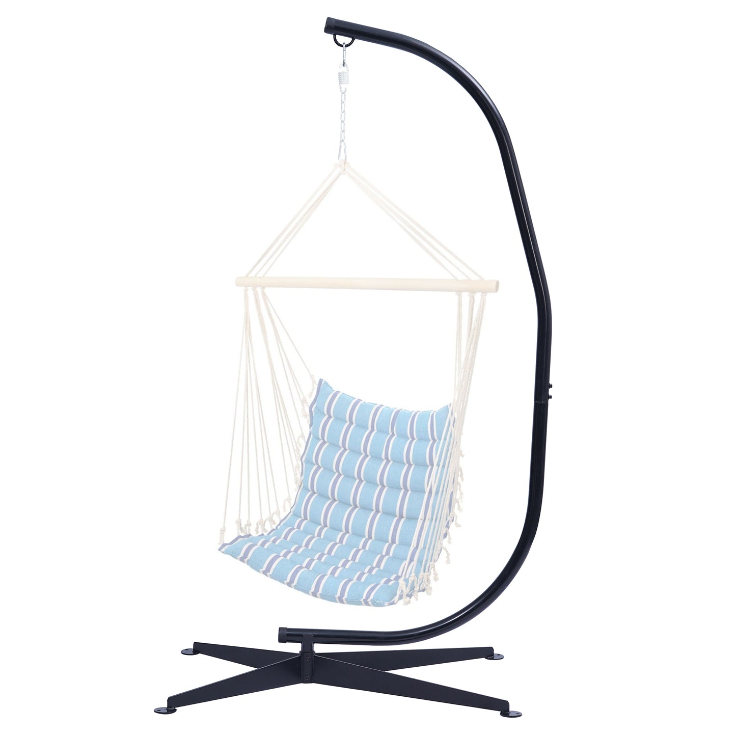 Porch Swing Hanging Hammock Chair with Metal C-Stand - Use Indoor or Outdoor