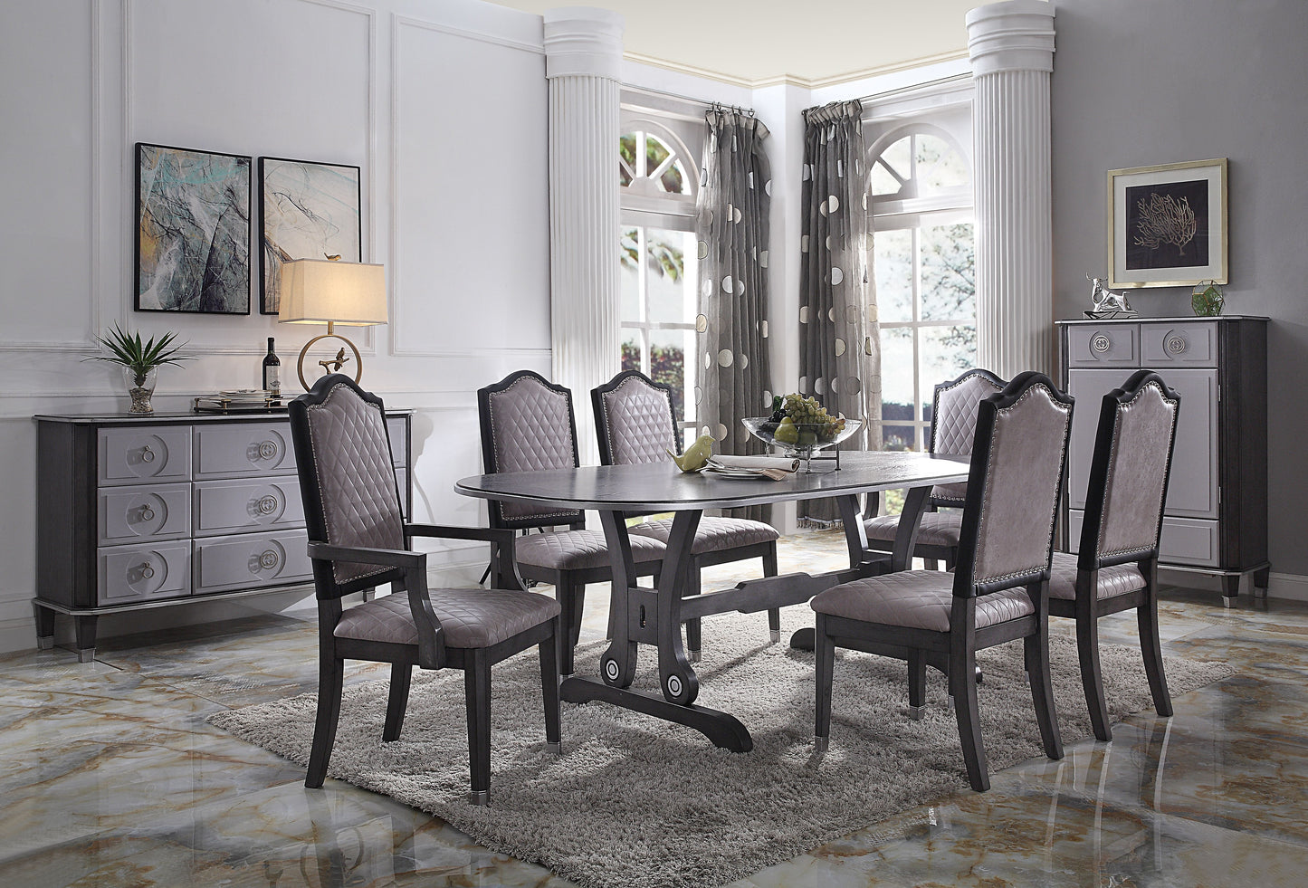 House Beatrice Dining Table, Charcoal Finish 68810