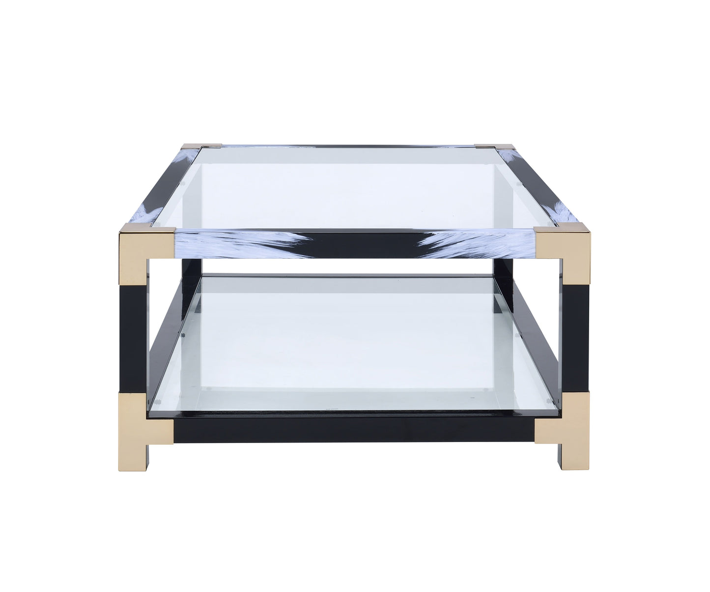 Coffee Table in White Brushed & Clear Glass 81000