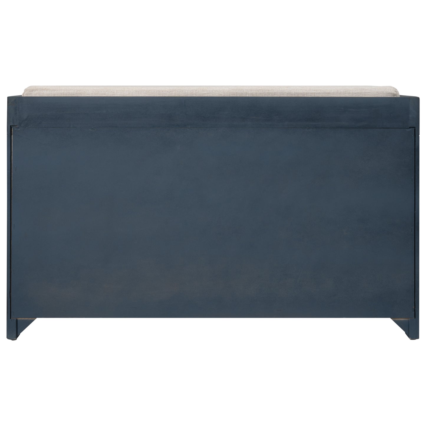 Storage Bench with Removable Basket and 2 Drawers, Fully Assembled Shoe Bench with Removable Cushion (Navy)