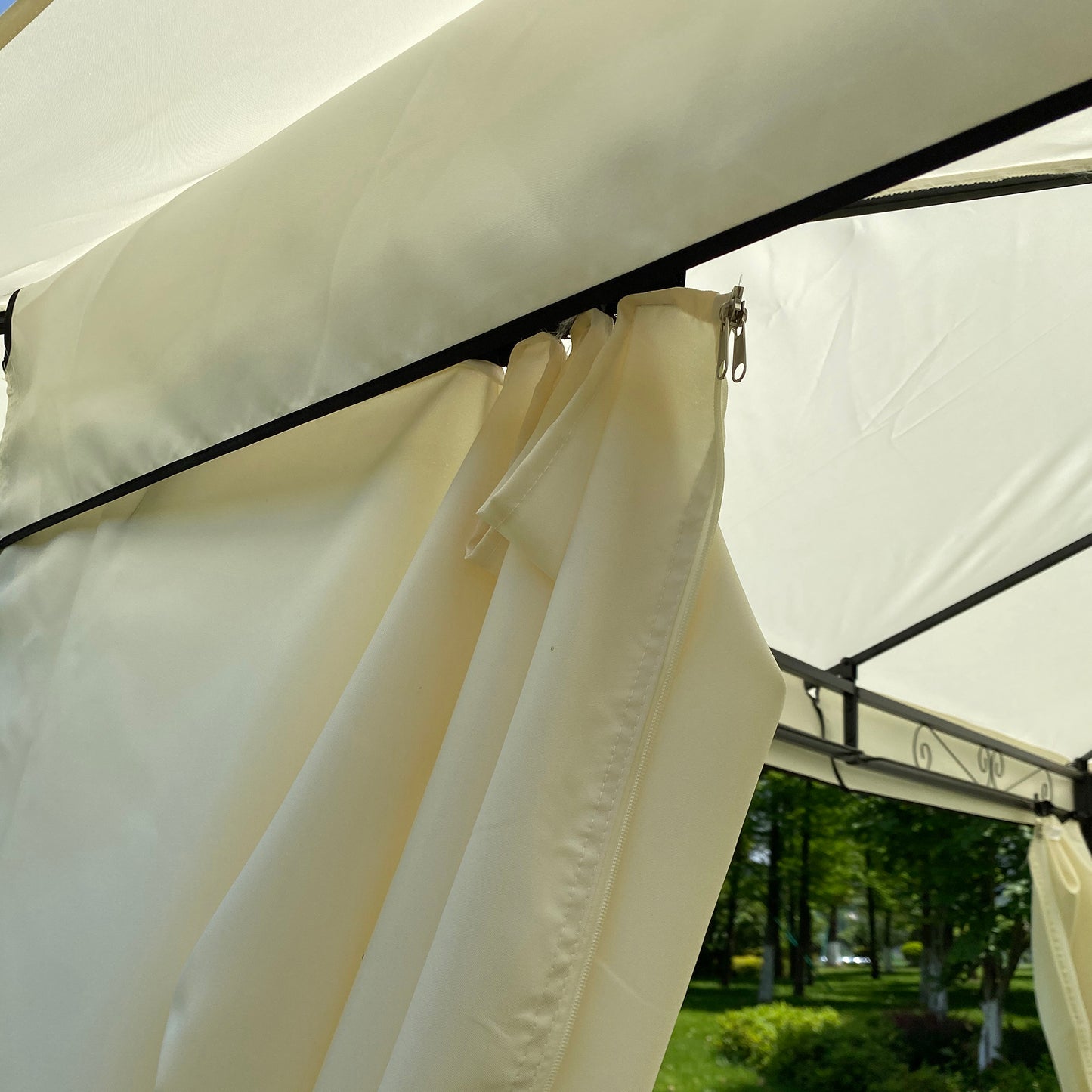 10x10 Ft Outdoor Patio Garden Gazebo Tent,Outdoor Shading, Gazebo Canopy With Curta,Beige