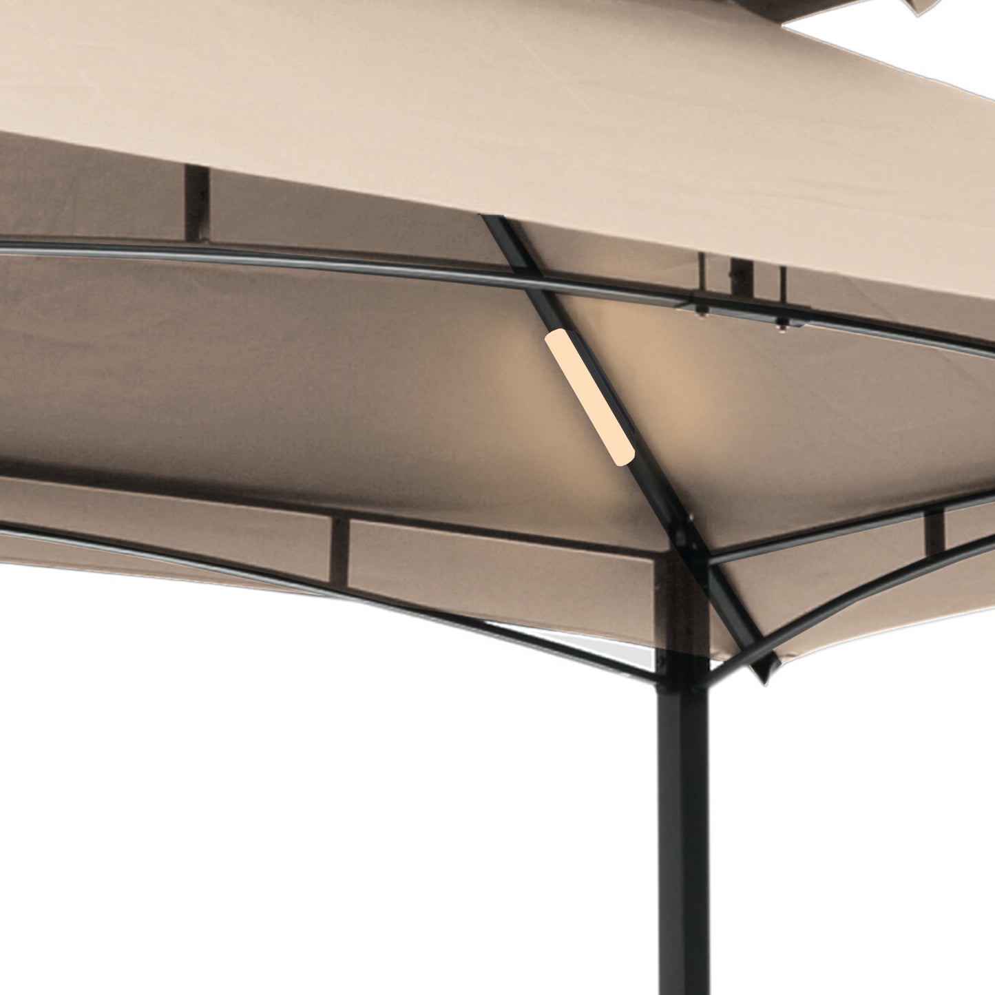 Double Tier Canopy And Steel Frame With Hook And Bar Counters, Khaki
