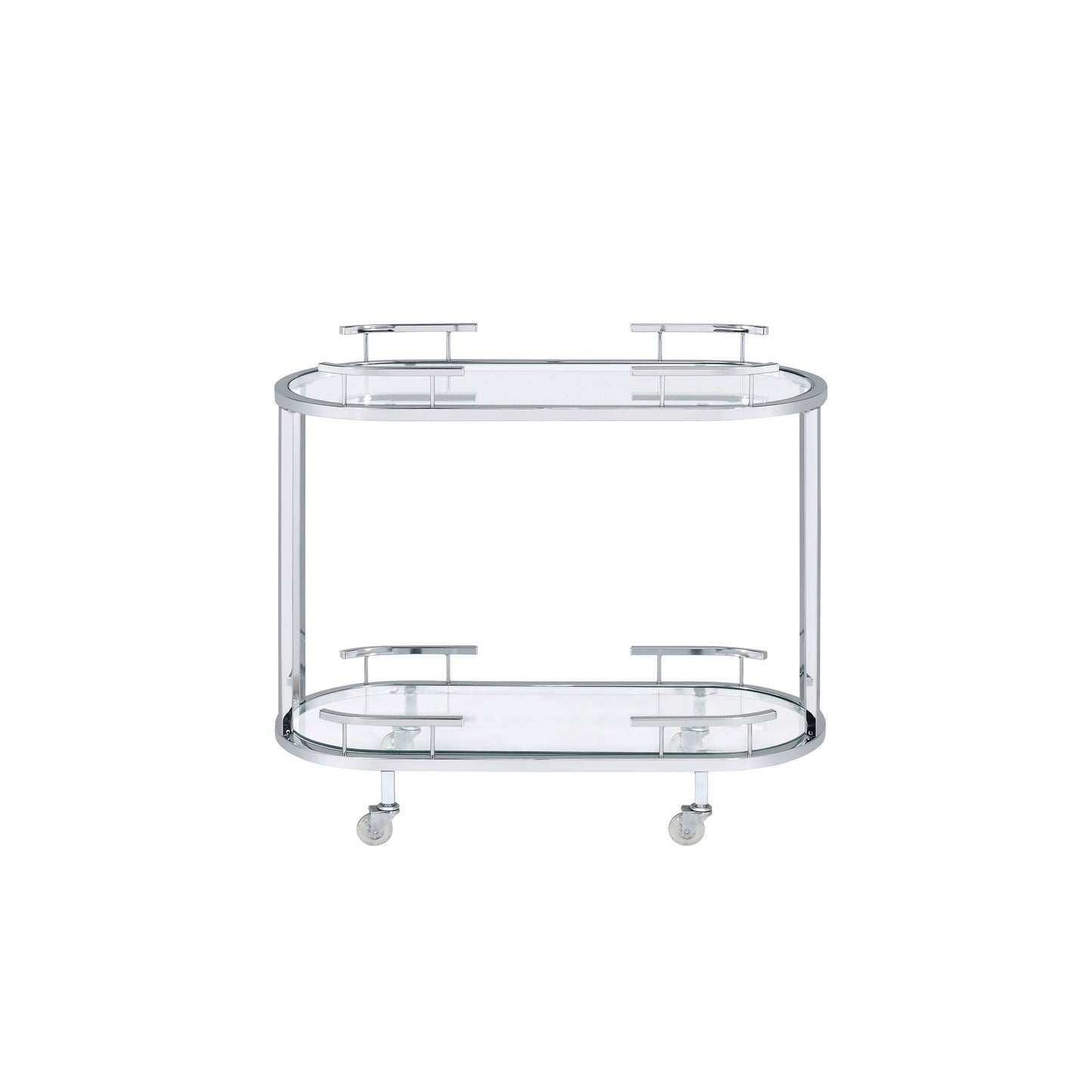 Piffo Serving Cart Bar Table, Clear Glass Chrome Finish AC00162