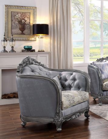 Ariadne Chair w/1 Pillow, Fabric & Platinum 55347