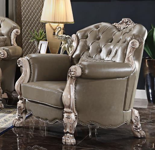 Dresden Chair w/1 Pillow, Vintage Bone White & PU 58177