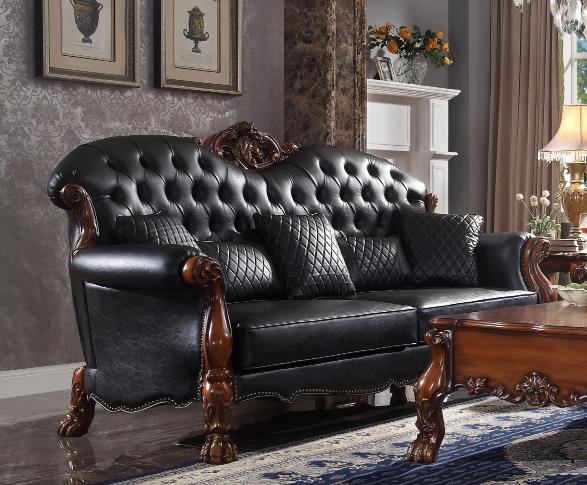 Dresden Sofa w/5 Pillows, Cherry Oak & PU 58230