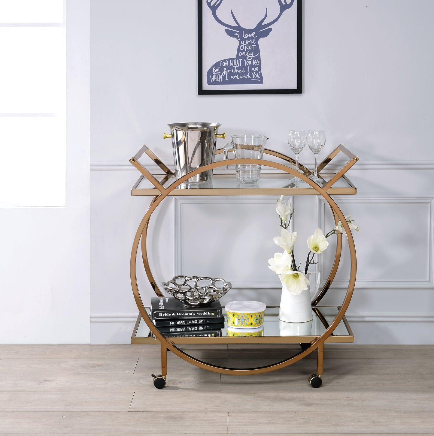 Traverse Serving Cart, Champagne & Mirrored 98295