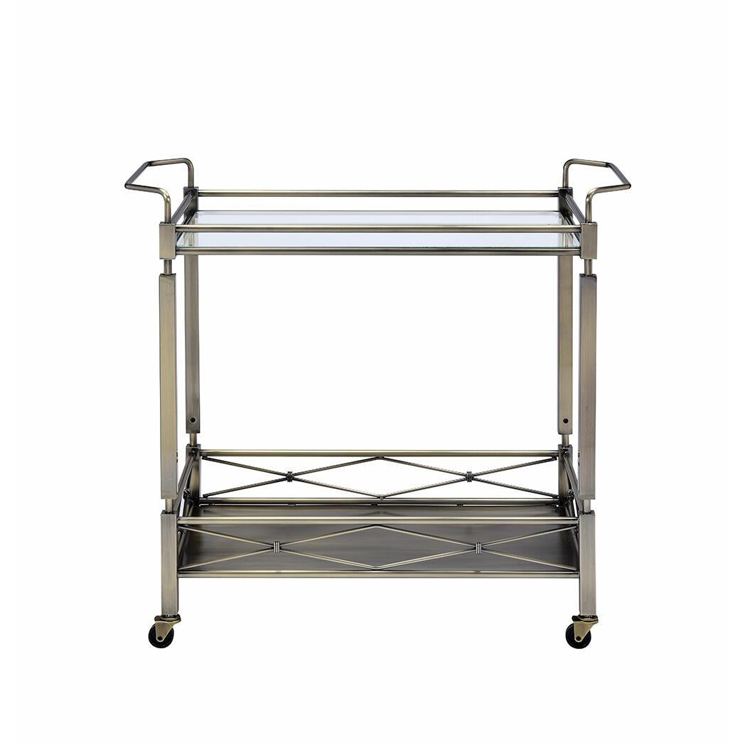 Matiesen Serving Cart, Antique Gold & Clear Glass 98350