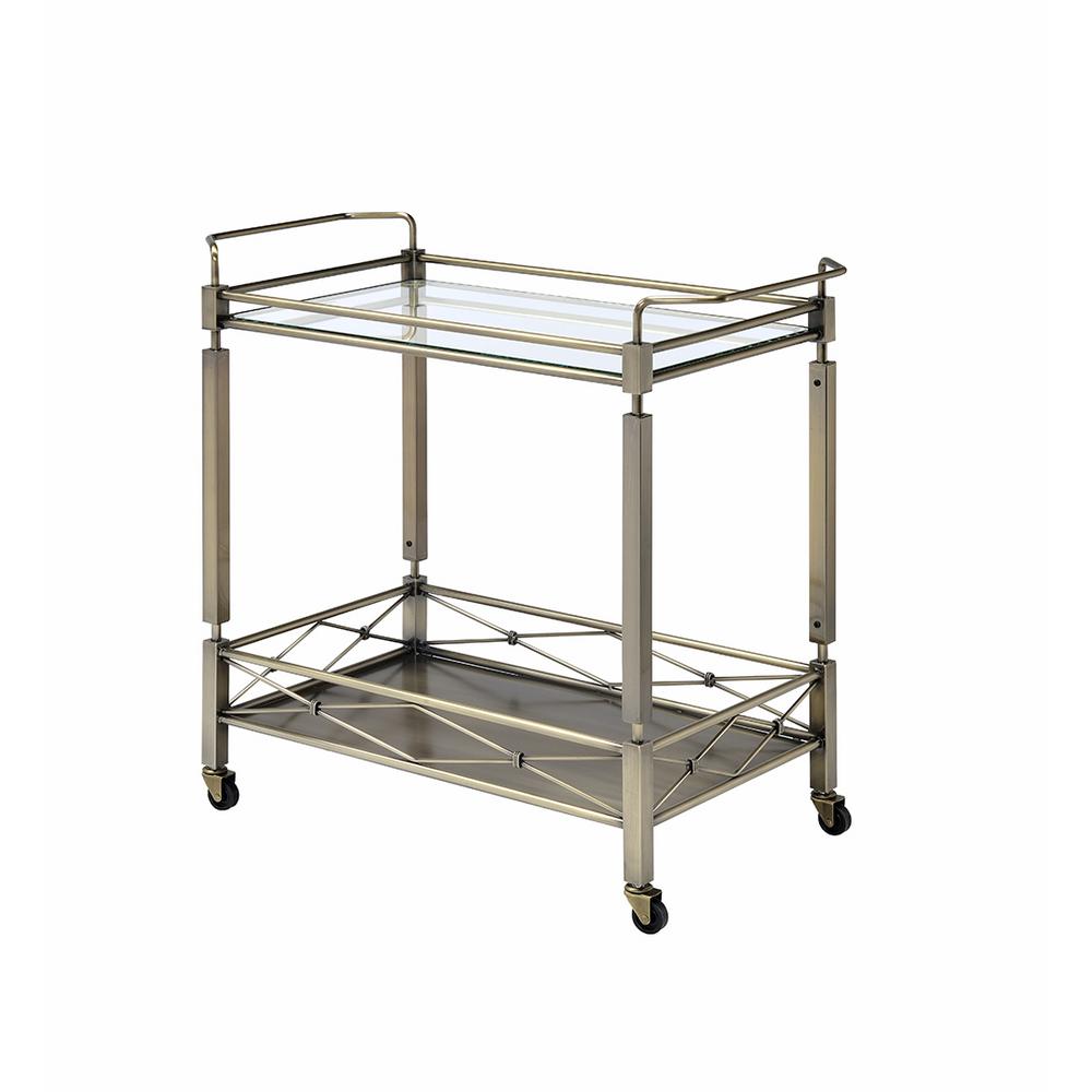 Matiesen Serving Cart, Antique Gold & Clear Glass 98350