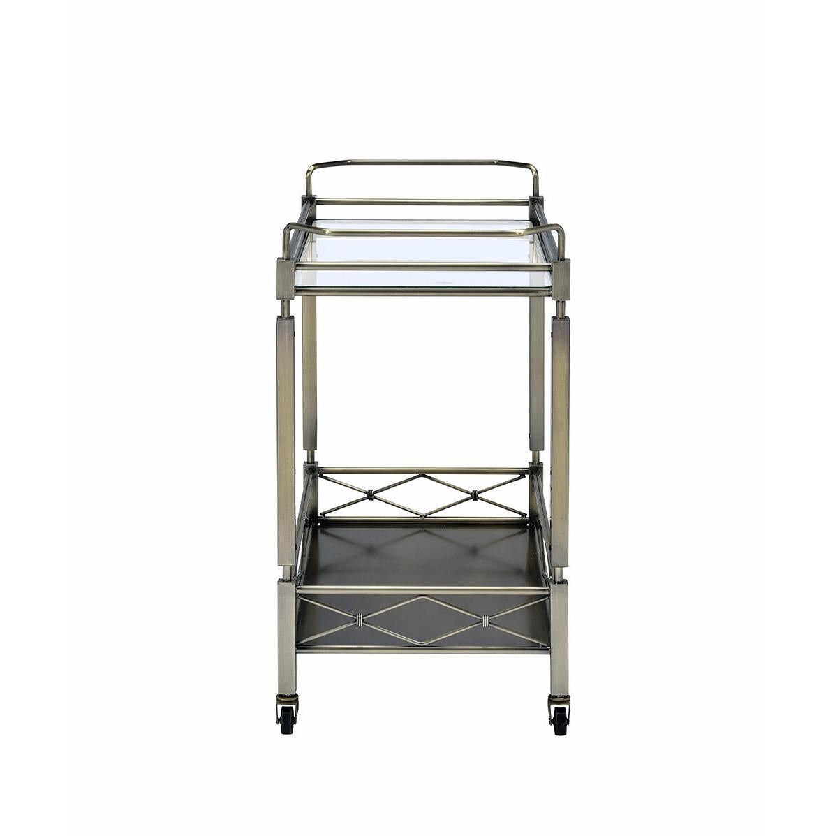 Matiesen Serving Cart, Antique Gold & Clear Glass 98350