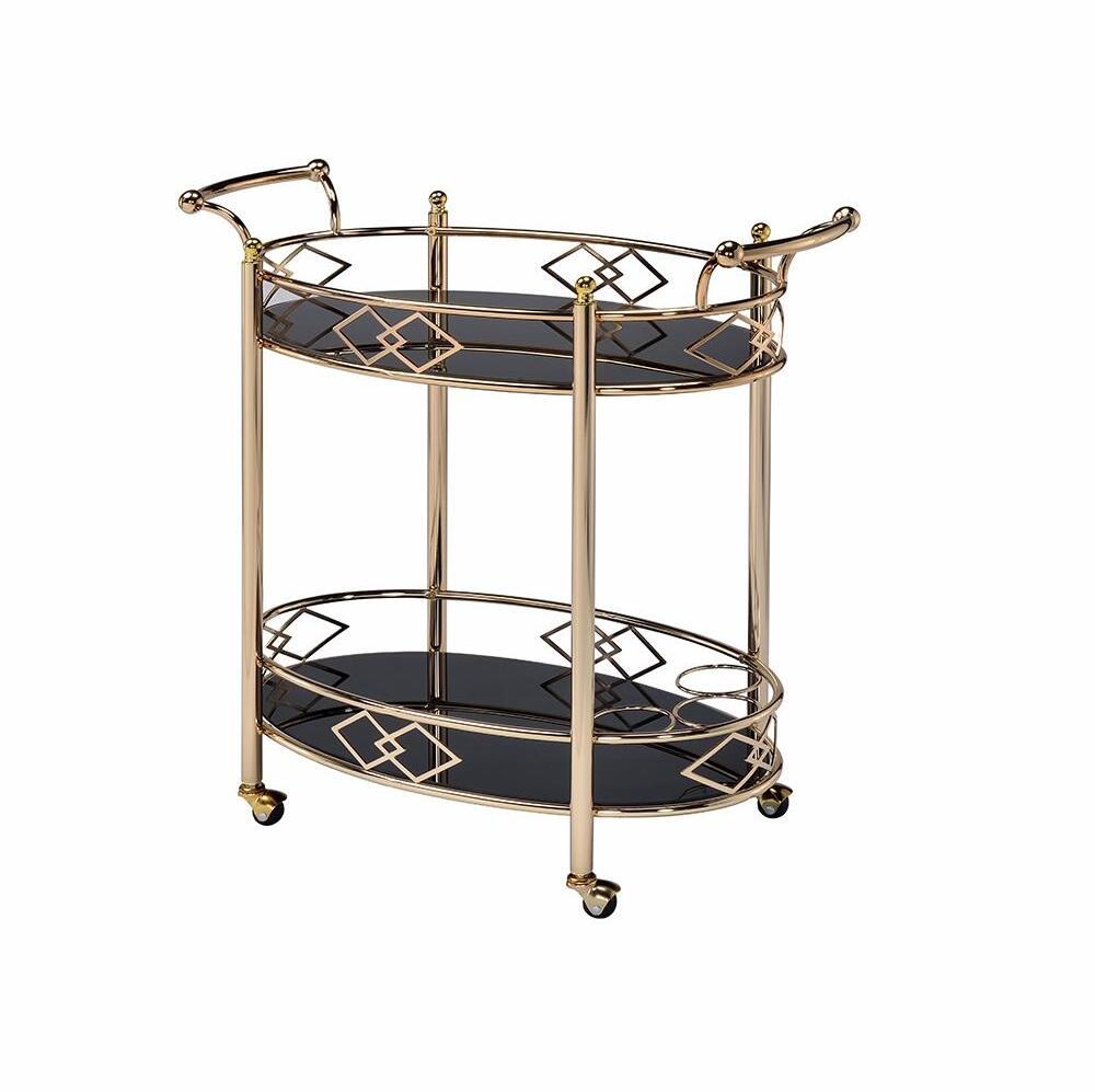 Ottesen Serving Cart, Gold Glass