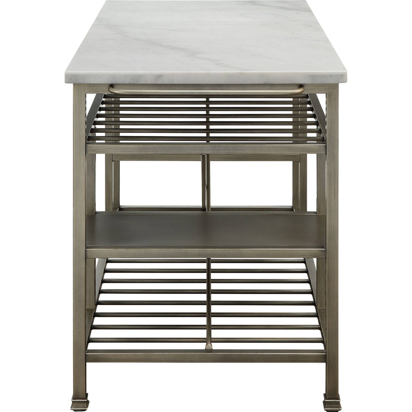 Lanzo Kitchen Island (Counter), Marble & Antique Pewter 98402