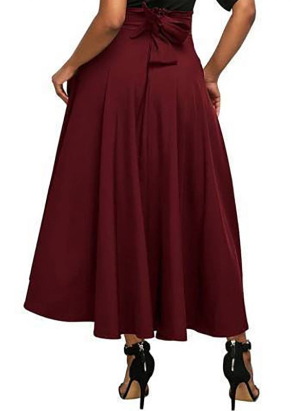 Women's High Waist Lace Up Skirt
