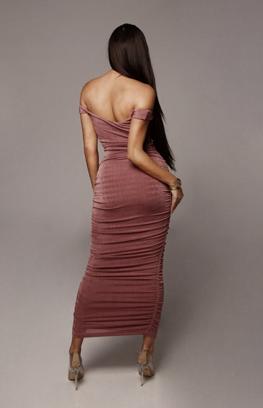 Sexy Off-the-shoulder Long Pleated Dress