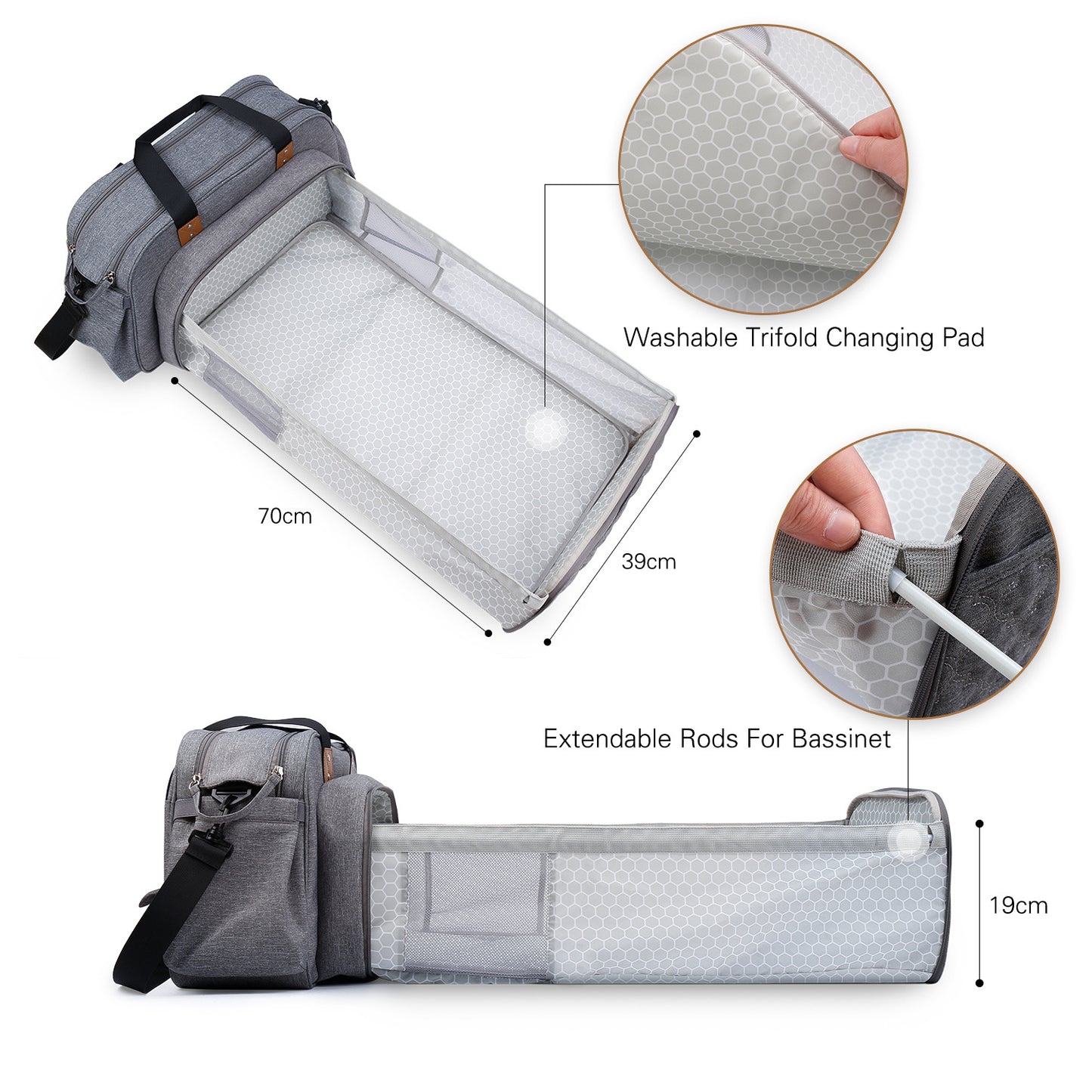 Convertible Baby Diaper Bag for Outdoor with Multi-Purpose Travel Bag