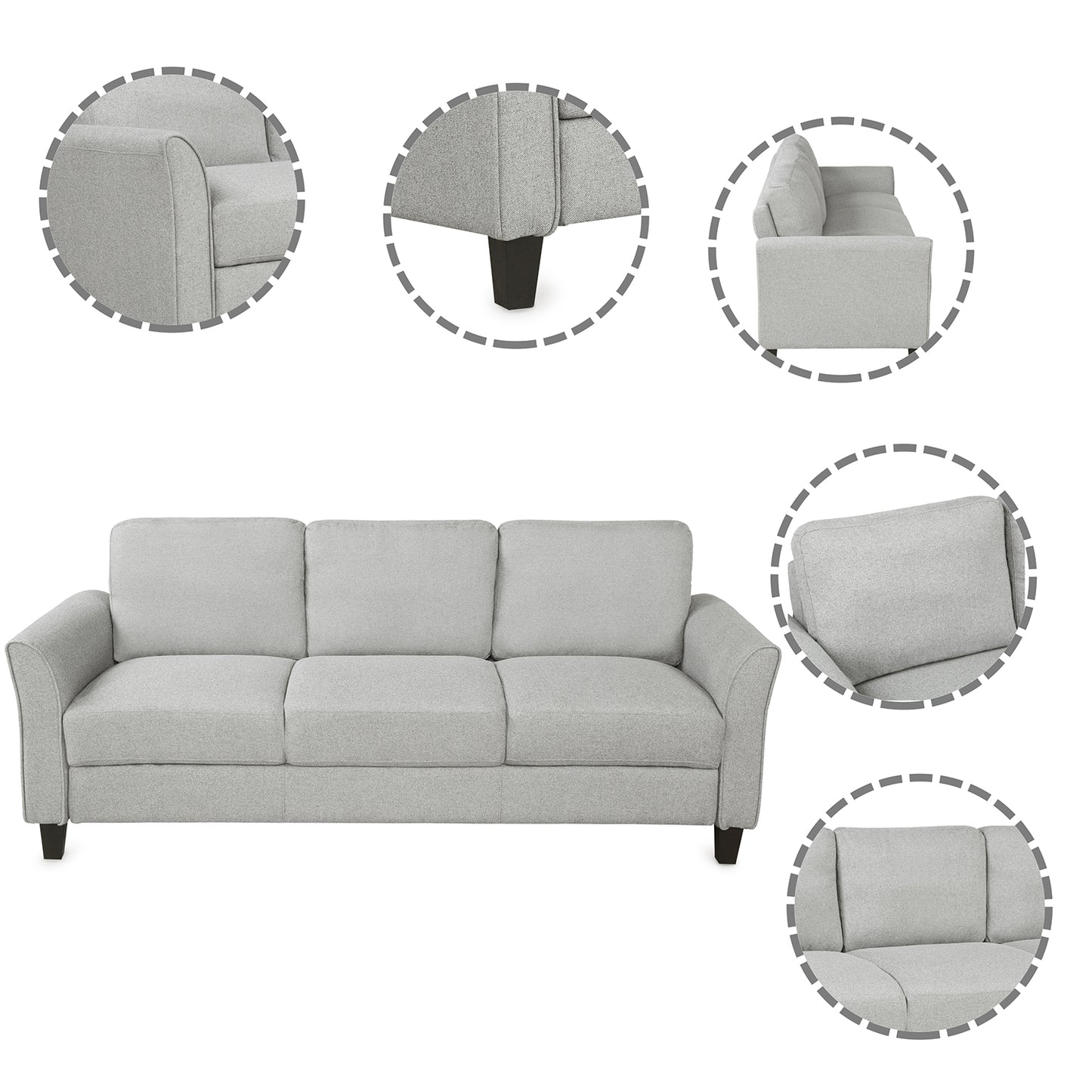 Loveseat Sofa and 3-seat  sofa (Light Grey)