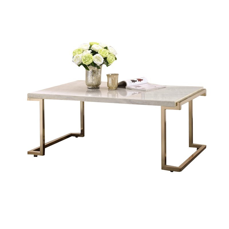 Boice II Coffee Table in Faux Marble & Champagne 82870