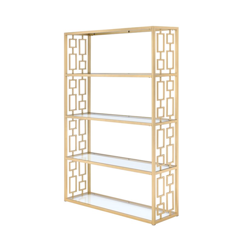 Blanrio Bookshelf in Gold & Clear Glass 92465