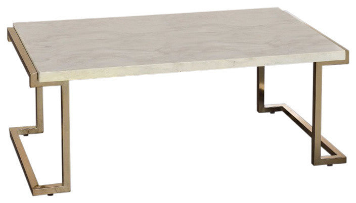 Boice II Coffee Table in Faux Marble & Champagne 82870