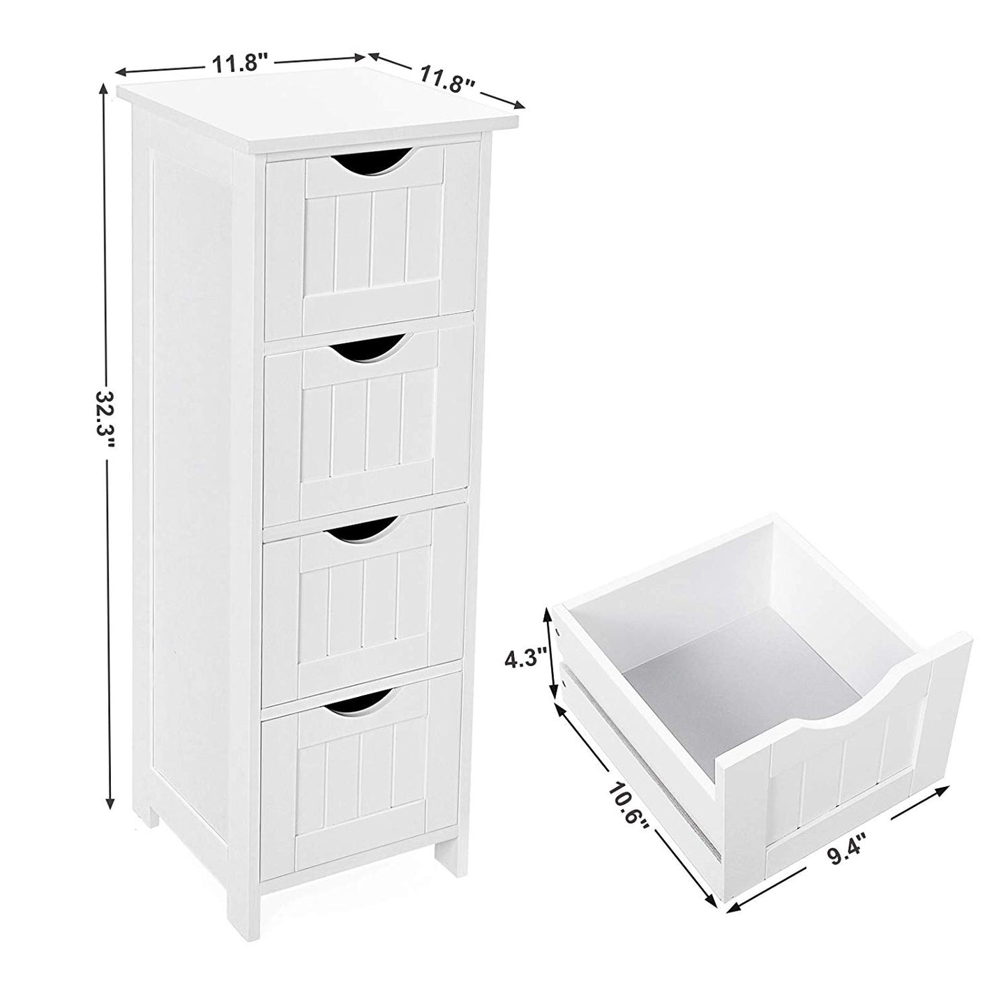 White Bathroom Storage Cabinet, Freestanding Office Cabinet with Drawers