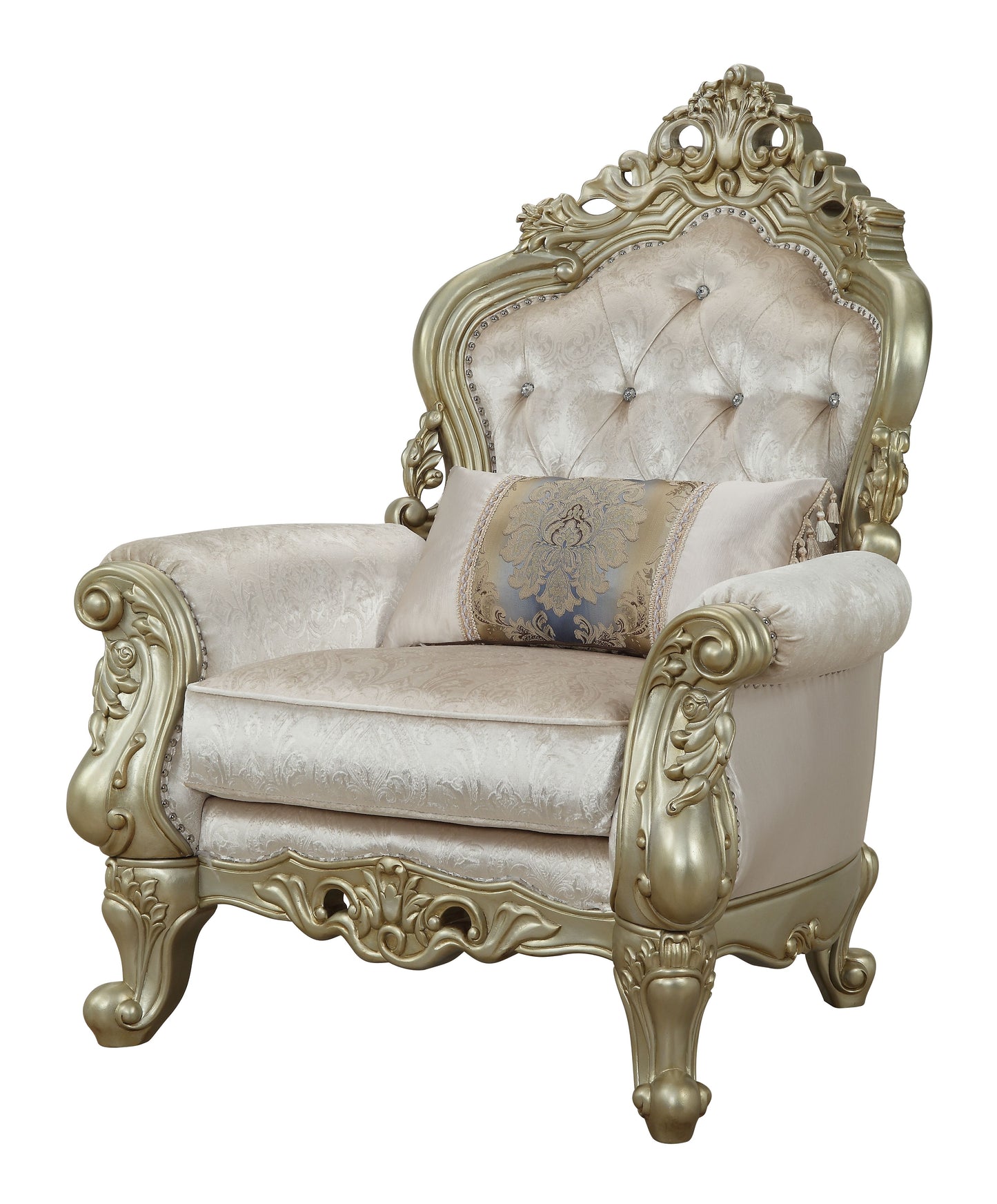 Gorsedd Chair & 1 Pillow in Fabric & Antique White 52442