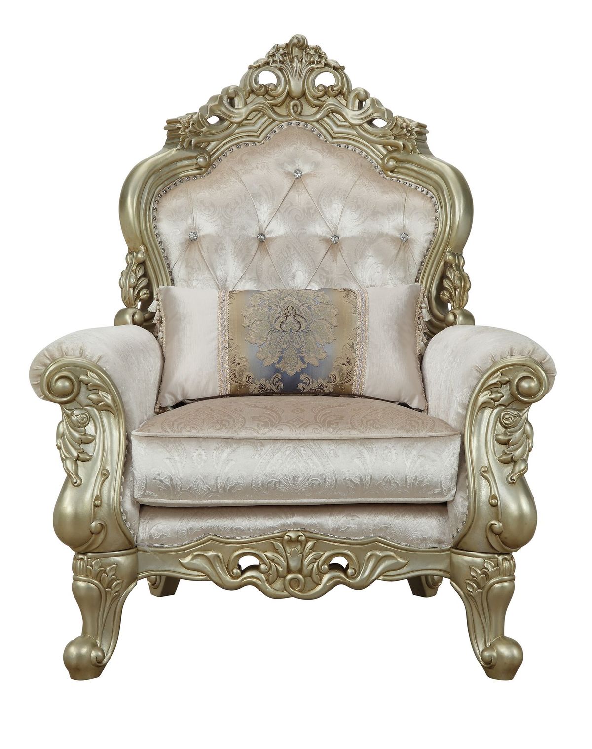Gorsedd Chair & 1 Pillow in Fabric & Antique White 52442