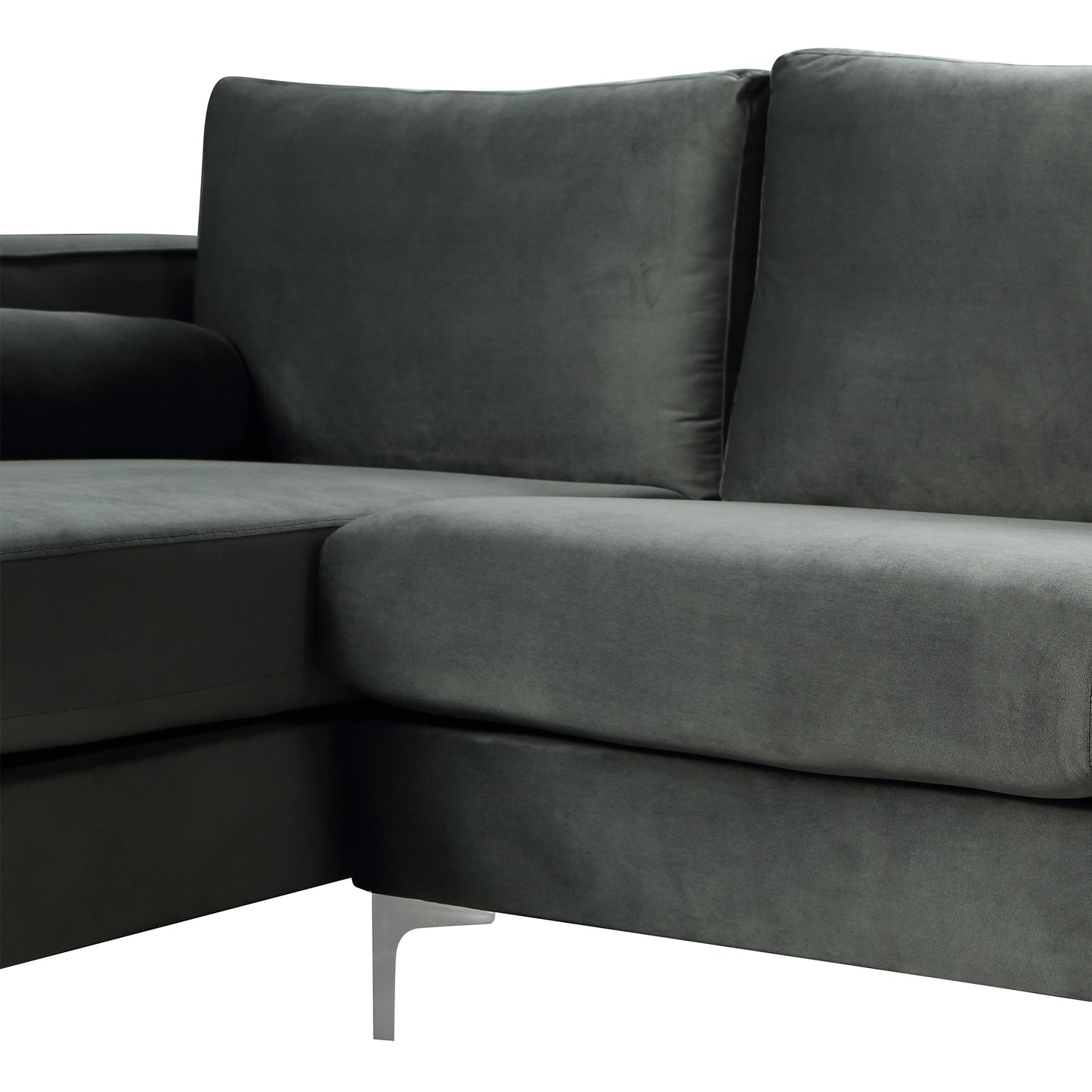 Sectional Sofa with Two Pillows, U-Shape Upholstered Couch with Modern Elegant Velvet for Living Room Apartment