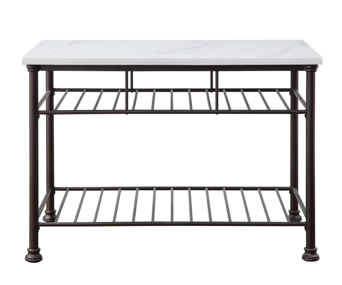 Freyja Kitchen Island, White Cultured Stone & Grey Finish 98941