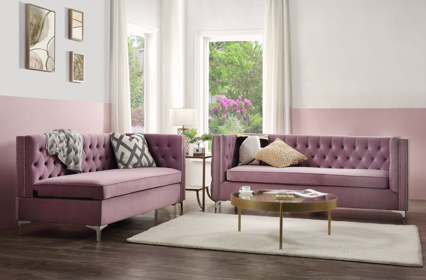Rhett Sectional Sofa, Purple Velvet 55500