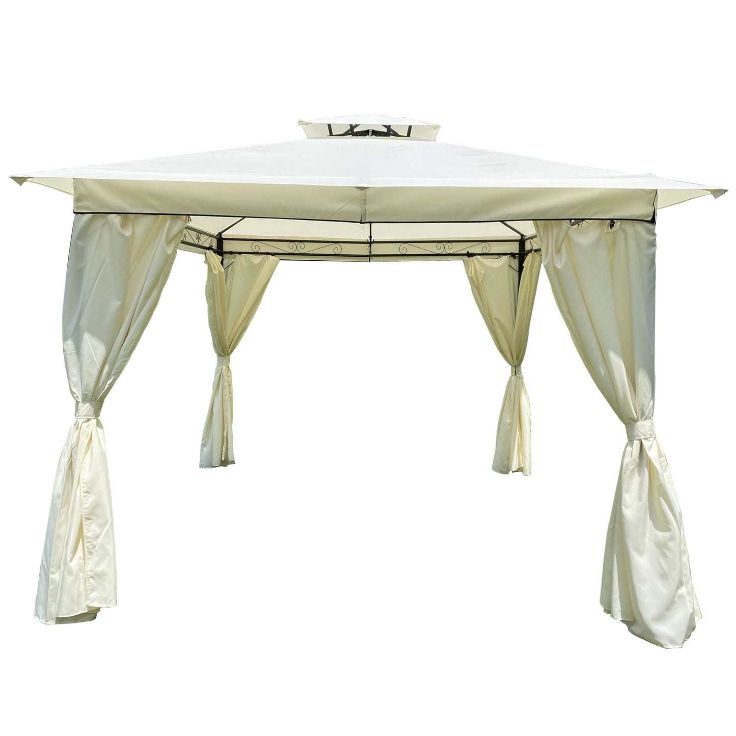10x10 Ft Outdoor Patio Garden Gazebo Tent,Outdoor Shading, Gazebo Canopy With Curta,Beige
