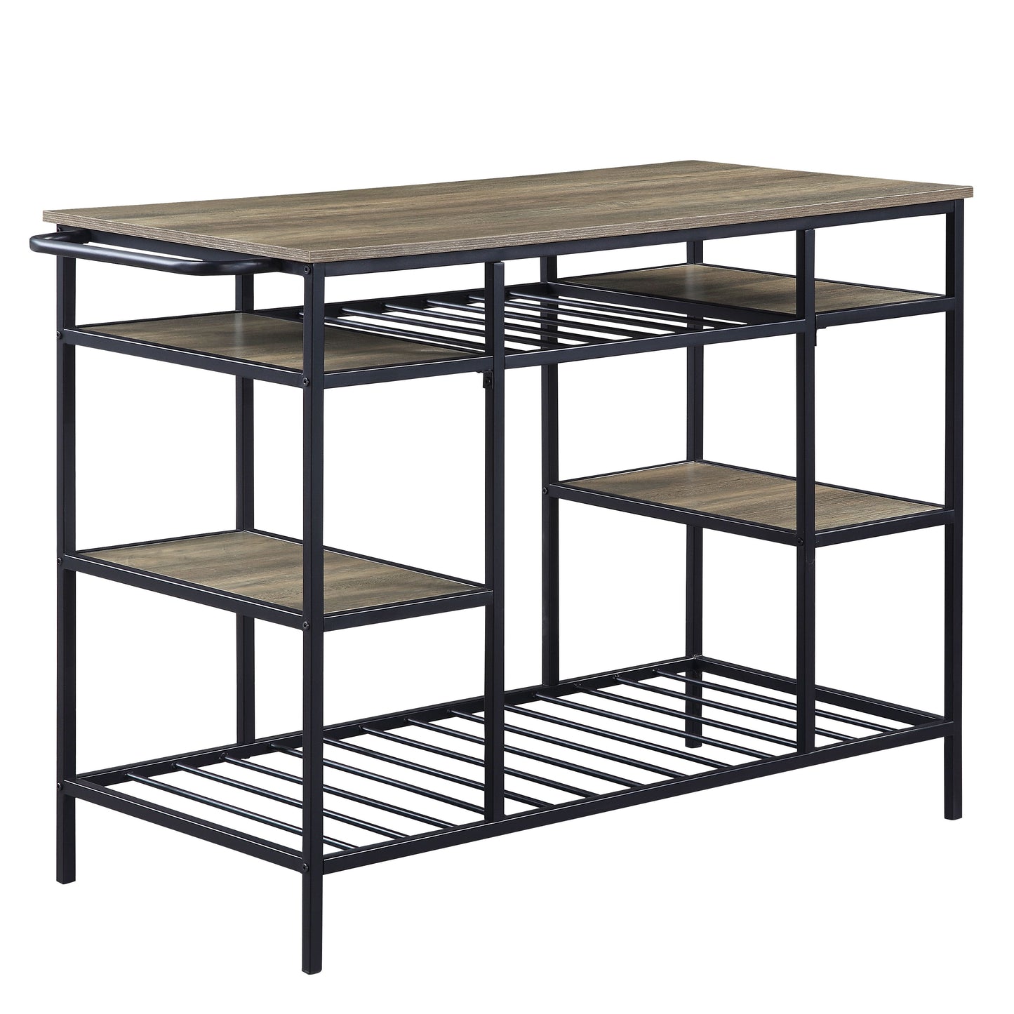 Lona Kitchen Island, Rustic Oak  Black Finish AC00325