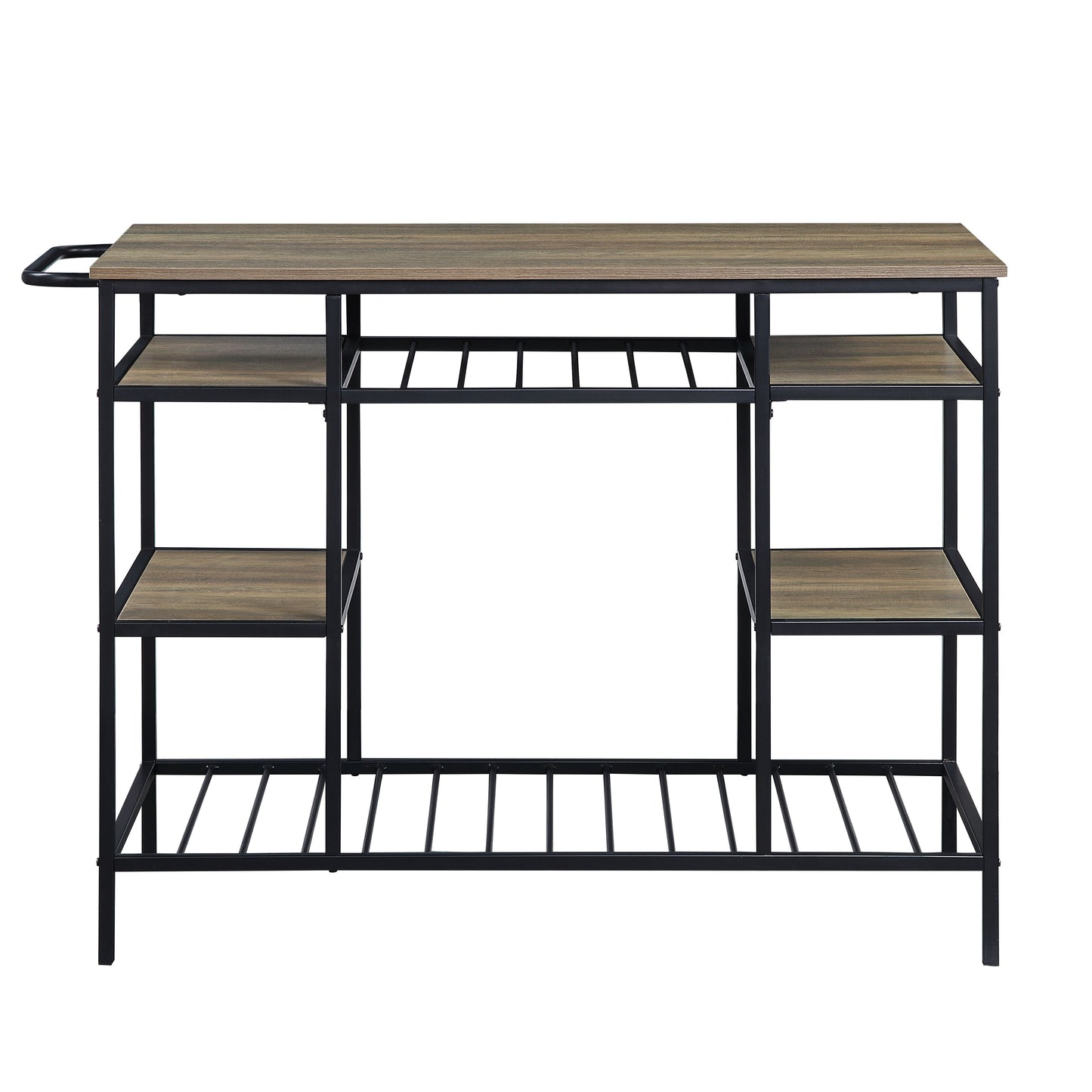Lona Kitchen Island, Rustic Oak  Black Finish AC00325