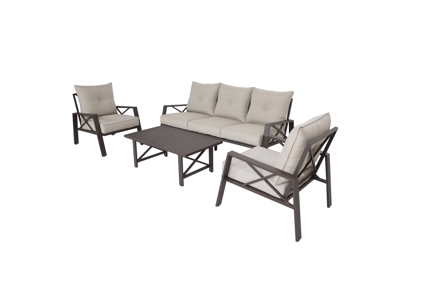 Modern Muse 4 pcs Aluminum Patio Sofa set with Cushion,KD