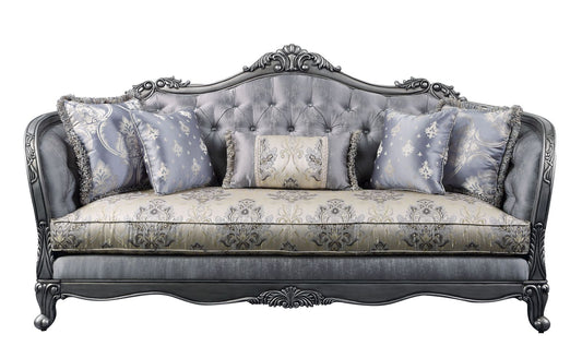 Ariadne Sofa w/5 Pillows, Fabric & Platinum 55345
