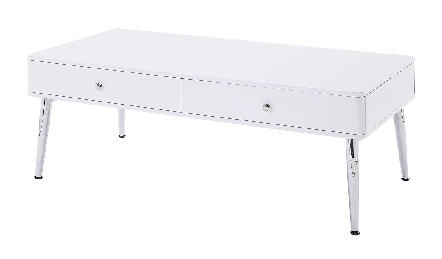 Weizor Coffee Table, White High Gloss & Chrome (1Set/2Ctn) 87150
