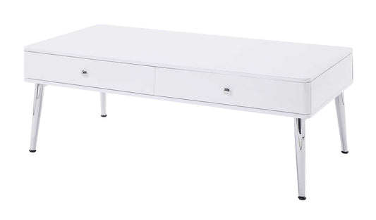Weizor Coffee Table, White High Gloss & Chrome (1Set/2Ctn) 87150
