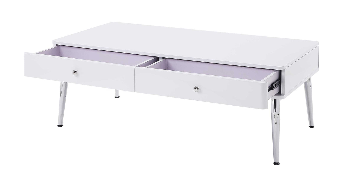 Weizor Coffee Table, White High Gloss & Chrome (1Set/2Ctn) 87150