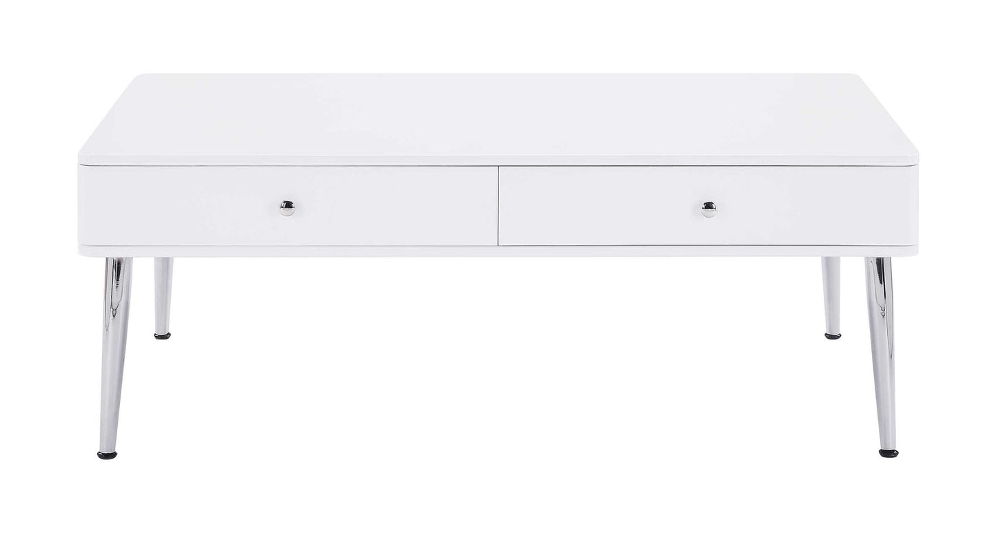 Weizor Coffee Table, White High Gloss & Chrome (1Set/2Ctn) 87150