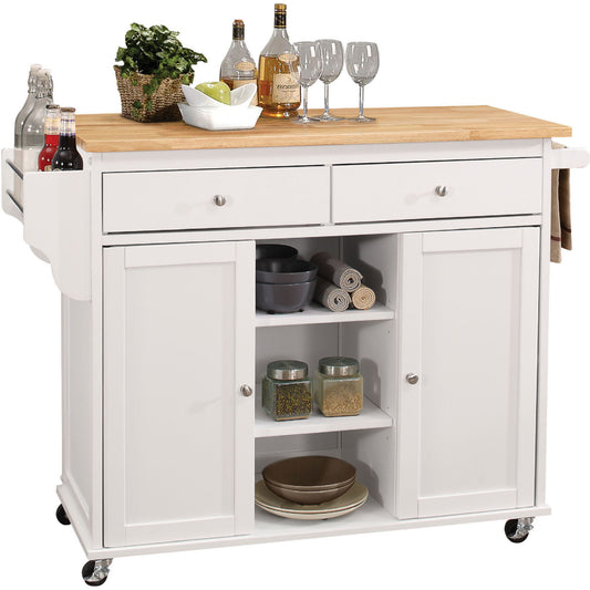 Tullarick Kitchen Cart, Natural & White 98305